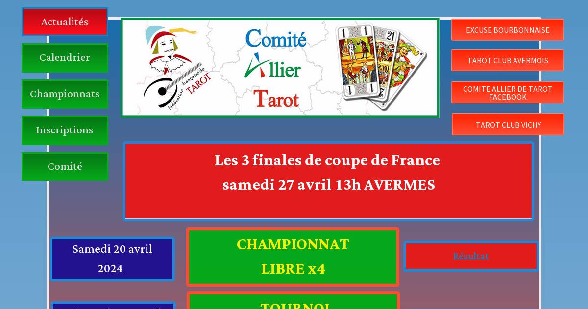 Calendrier Petanque Allier 2021 TAROT COMITE ALLIER   Actualités